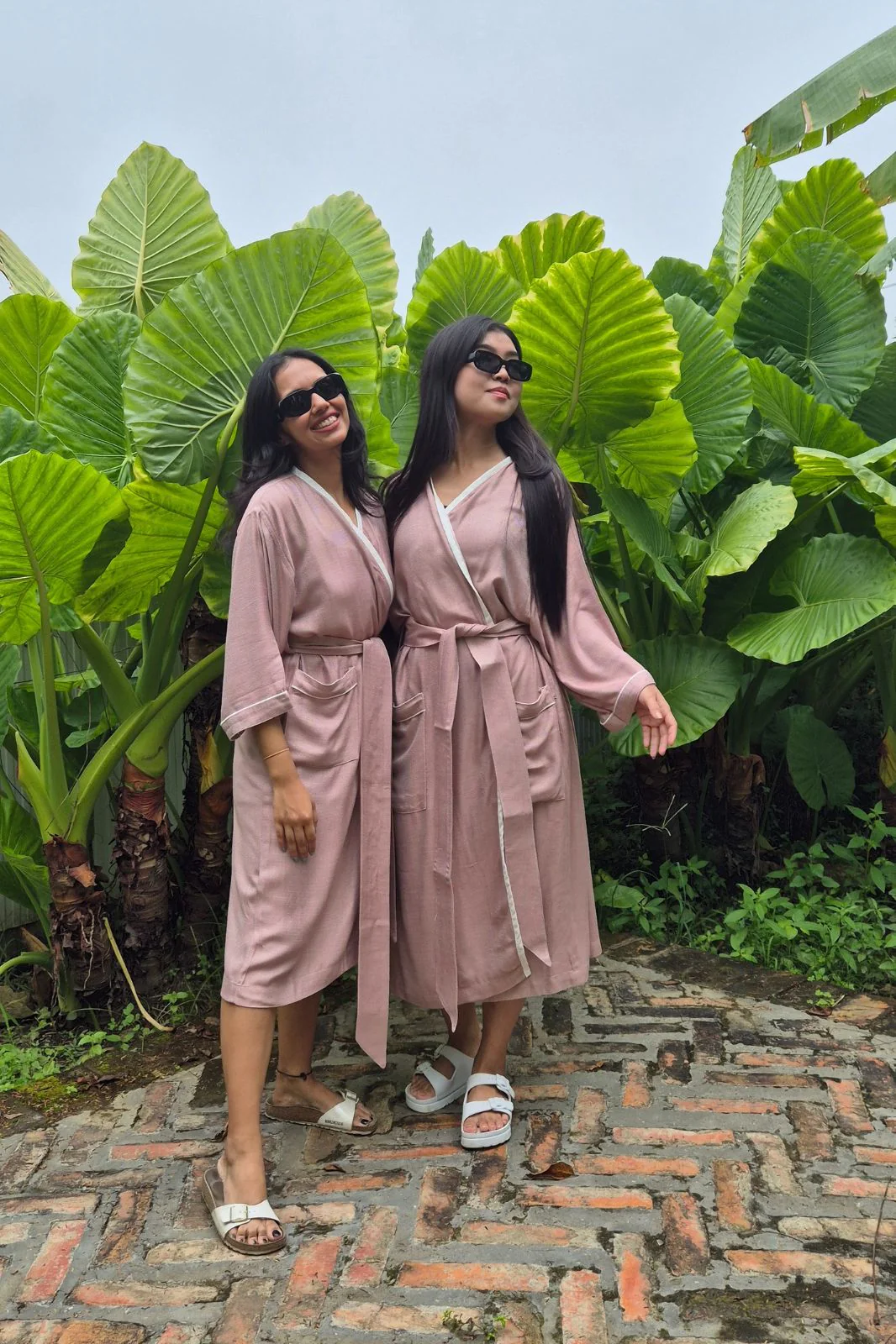 Kimono Style Bamboo Bathrobe, Rose Ash, Pink - Image 3
