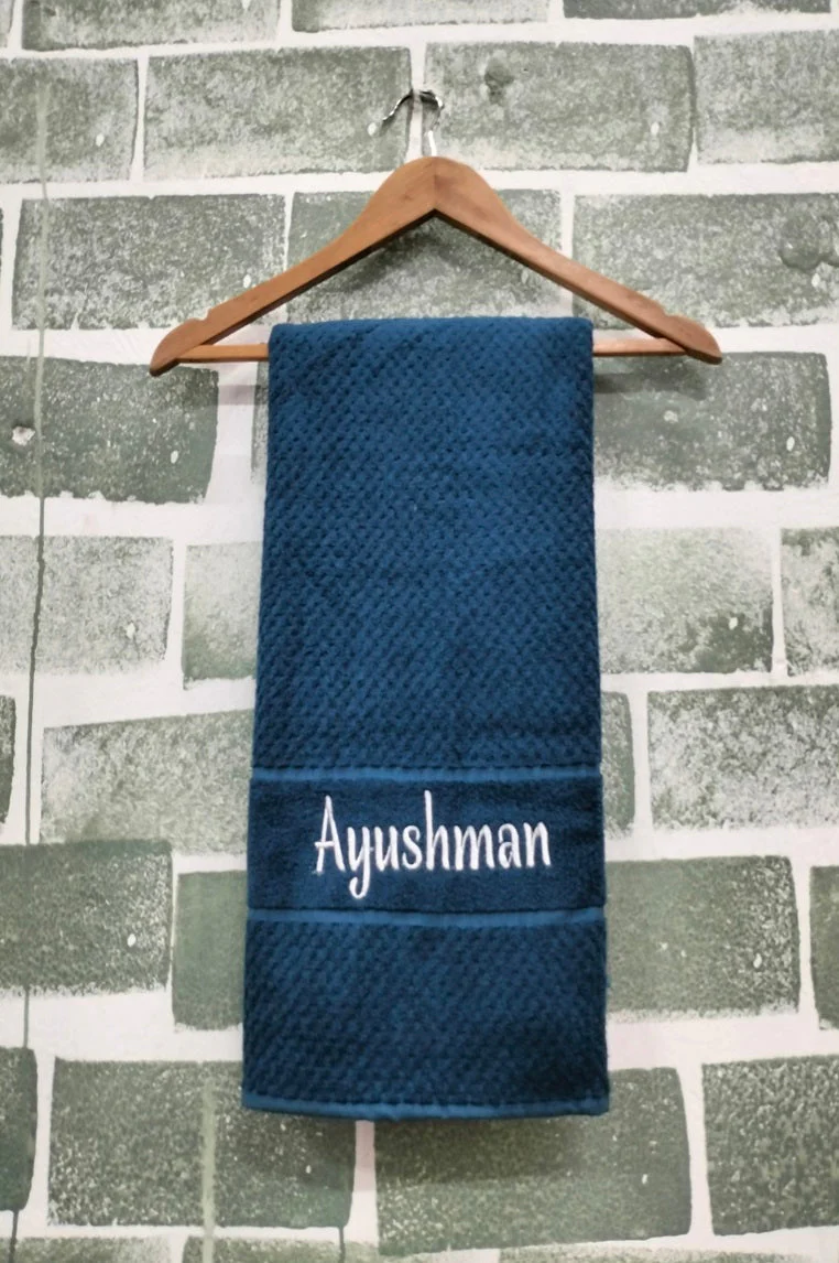 Personalized Fluffy Bamboo Bath towel Terry 560 GSM-150*72 cm-Tru Blue - Image 5