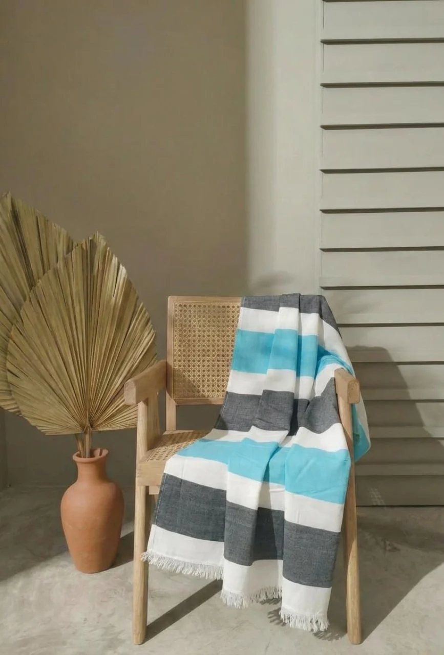 Personalized Thin bamboo bath towel- Coastal Breeze 160*75cm - Image 3