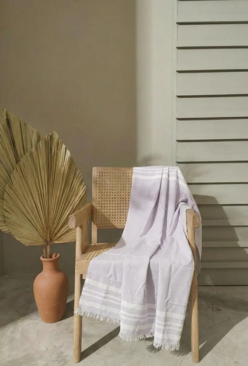 Personalized Thin bamboo bath towel- Light Lavender 160*75cm - Image 3