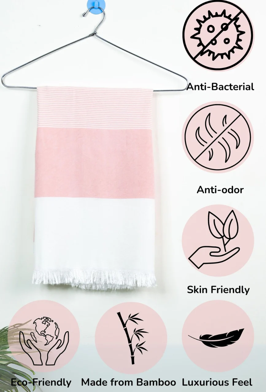 Personalized Thin bamboo bath towel- Peach Melba 160*75cm - Image 6