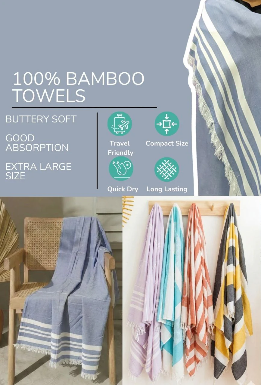 Personalized Thin bamboo bath towel- Powder Blue 160*75cm - Image 5