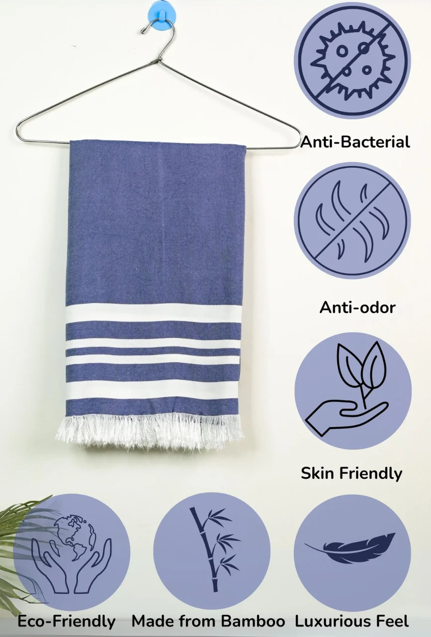 Personalized Thin bamboo bath towel- Powder Blue 160*75cm - Image 6