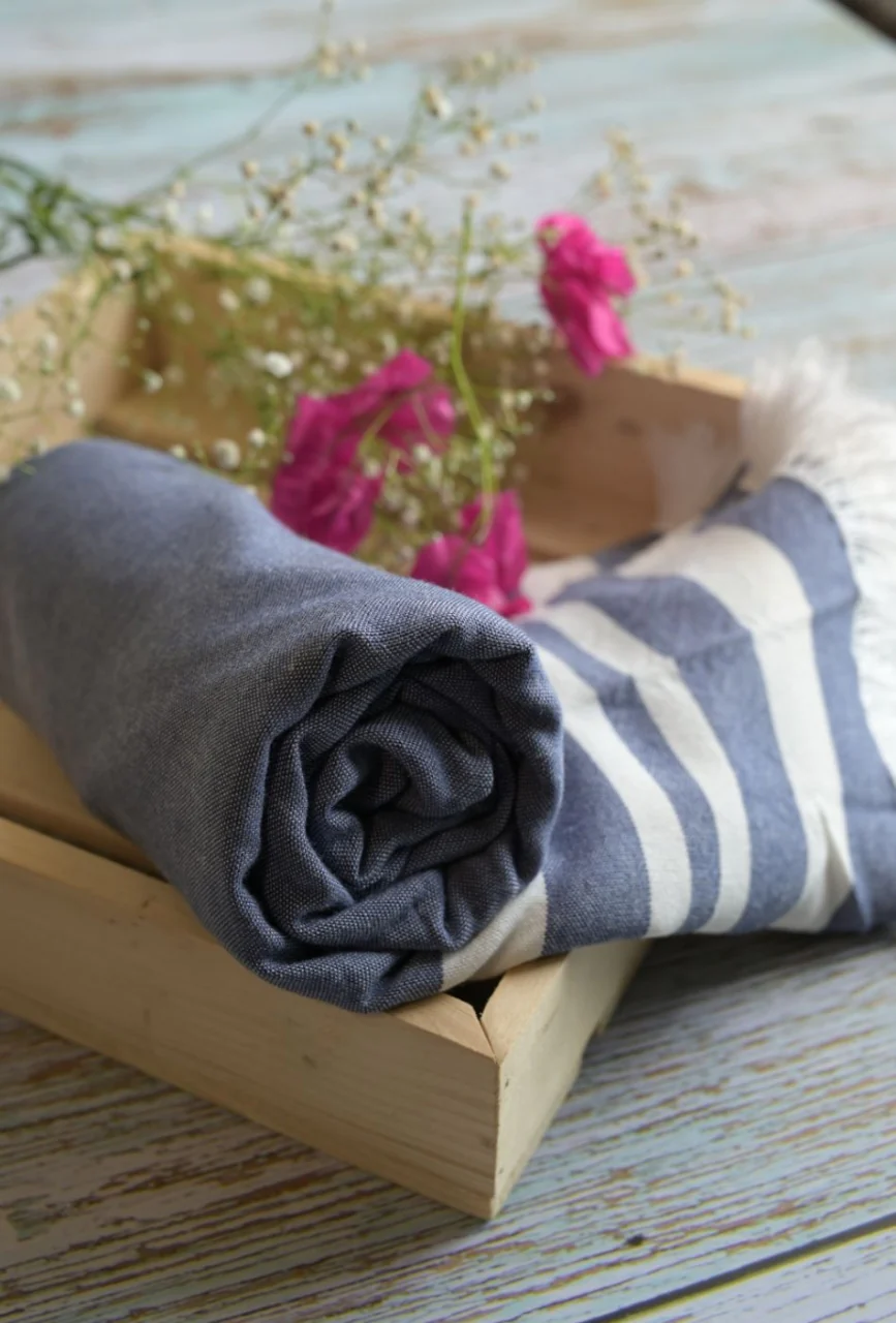Personalized Thin bamboo bath towel- Powder Blue 160*75cm - Image 7