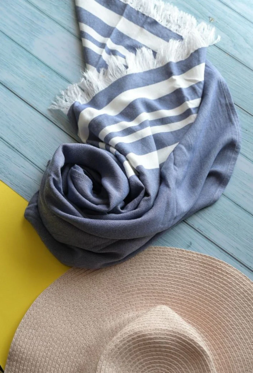 Personalized Thin bamboo bath towel- Powder Blue 160*75cm - Image 9