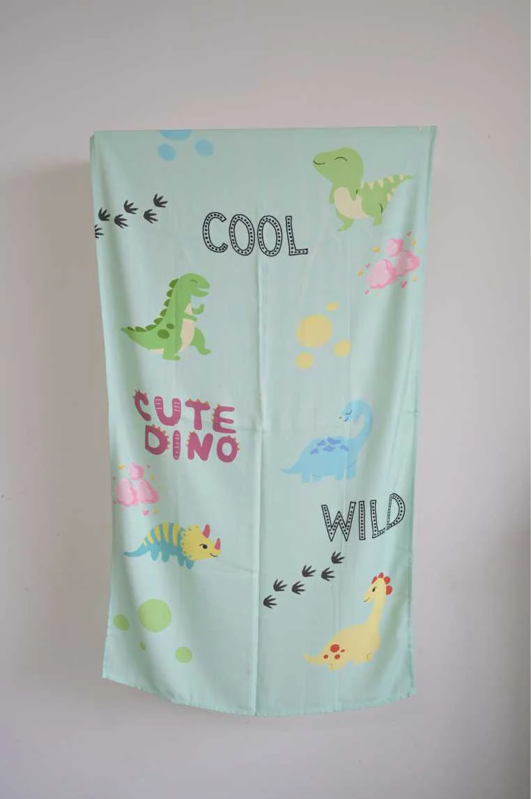 Personalized Thin Bamboo Kids towel - 124*68cm - Cool Dino - Image 4